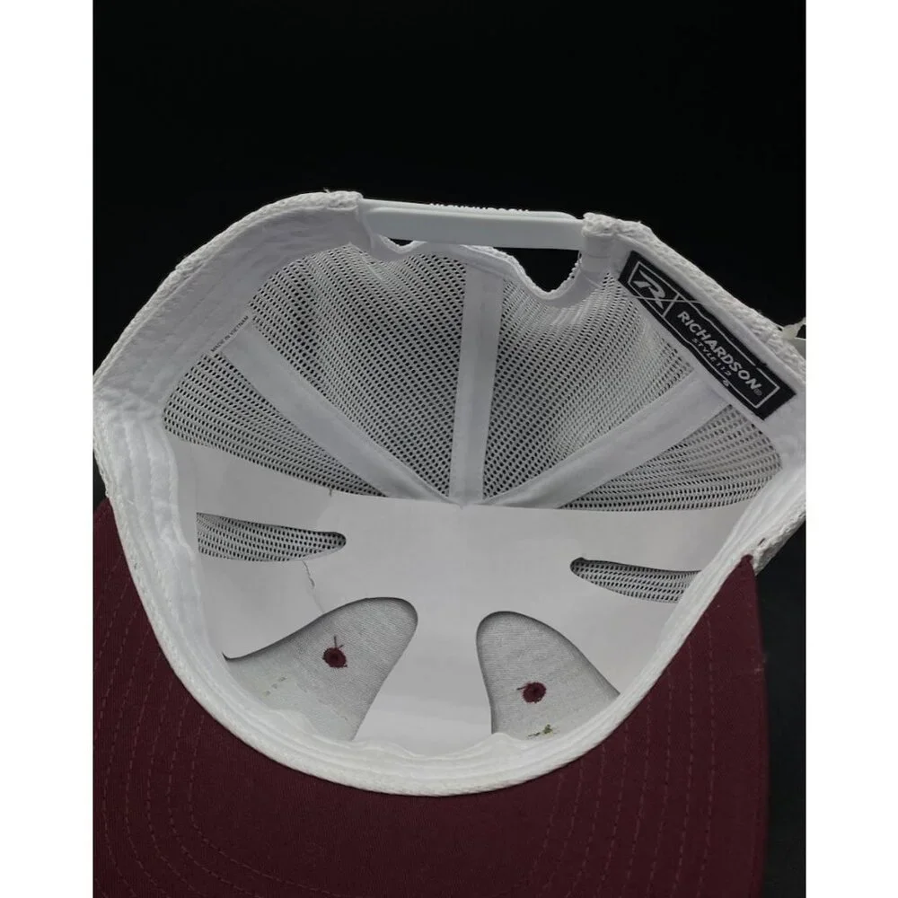 Richardson 112 Florida Leather Patch Trucker Hat Maroon White Mesh Cap NEW